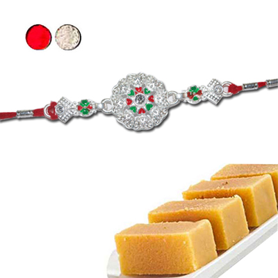 "Rakhi - SIL-6030 A (Single Rakhi), 500gms of Milk Mysore Pak - Click here to View more details about this Product